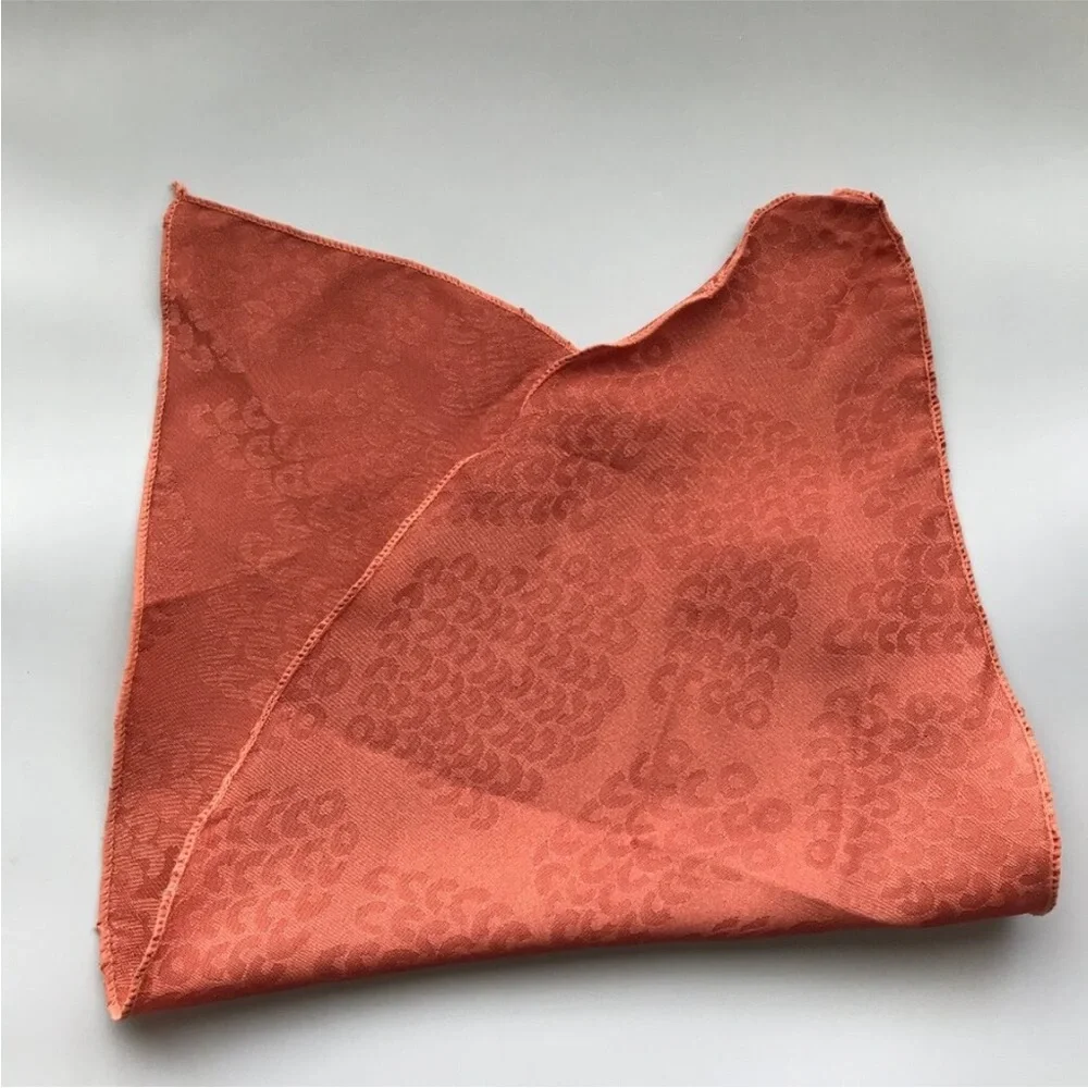SATIN JACQUARD DIAMOND SCARF KERCHIEF POCKET LETTUCE HEM